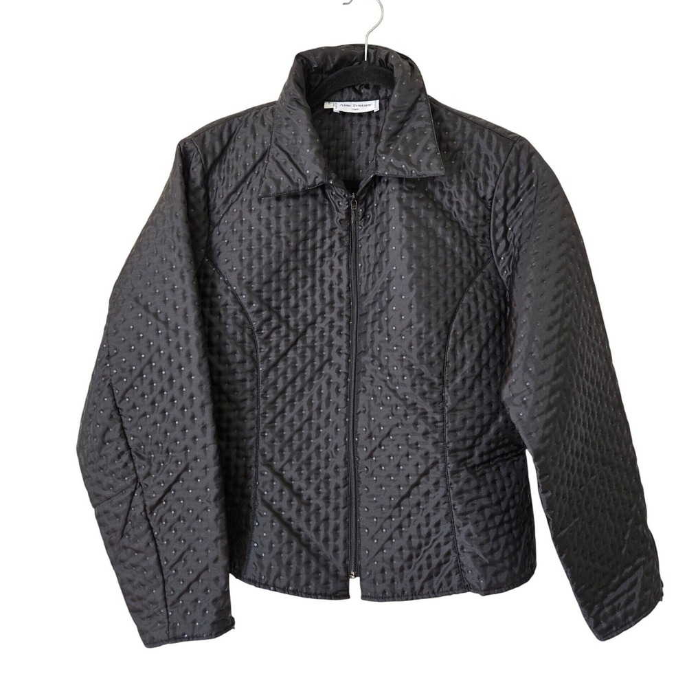 Anne Fontaine Paris Womens 5 Jacket Black Quilted Zip Up Made In France Designer